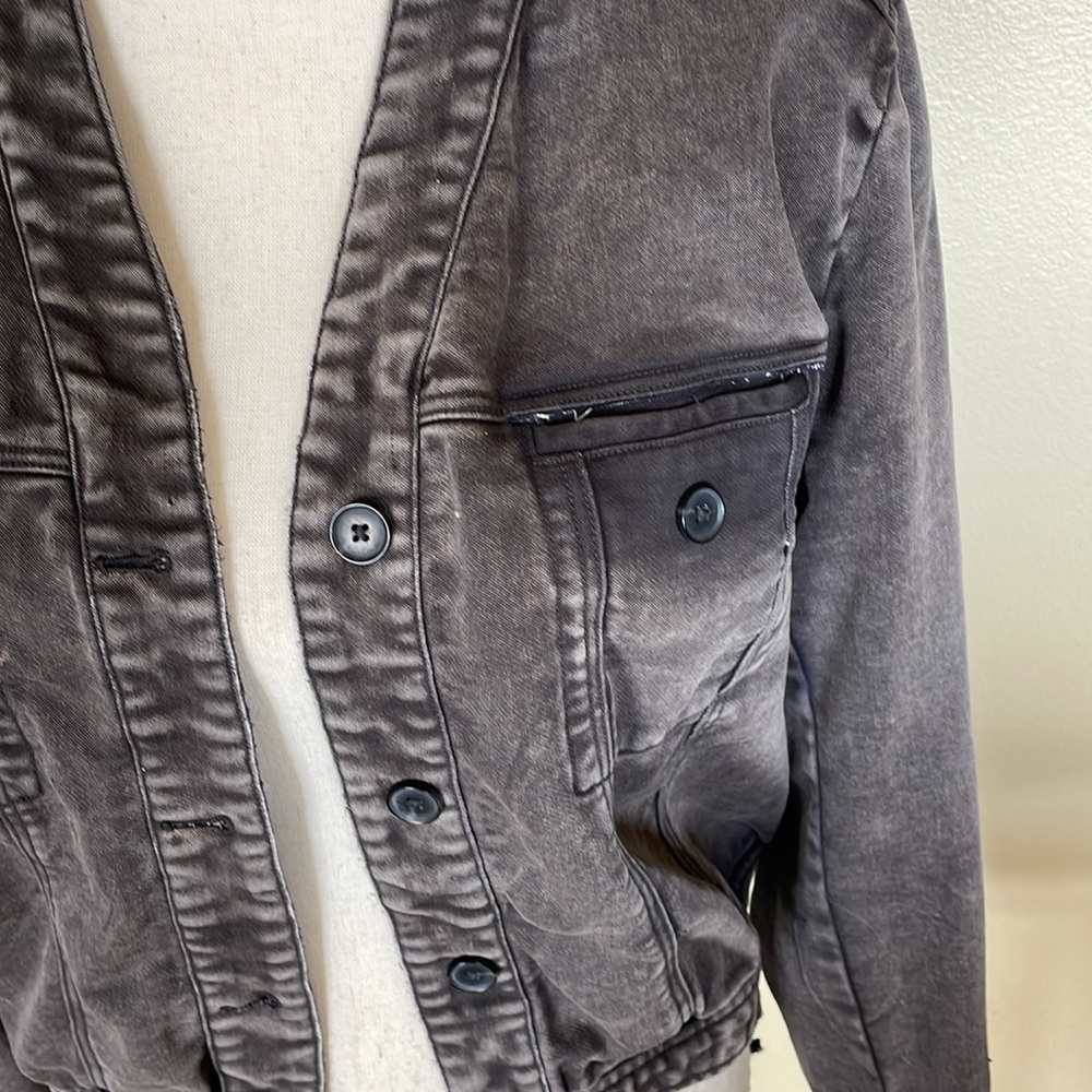 Anthropologie bibiana bomber Black Denim Jacket Size Medium - Picture 5 of 14